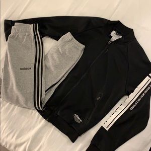 Adidas Fleece Pants and Zip Jacket